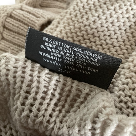 Wooden Ships Cropped Open Cardigan Sweater Sz S Neutral Beige Minimalist - Picture 11 of 12